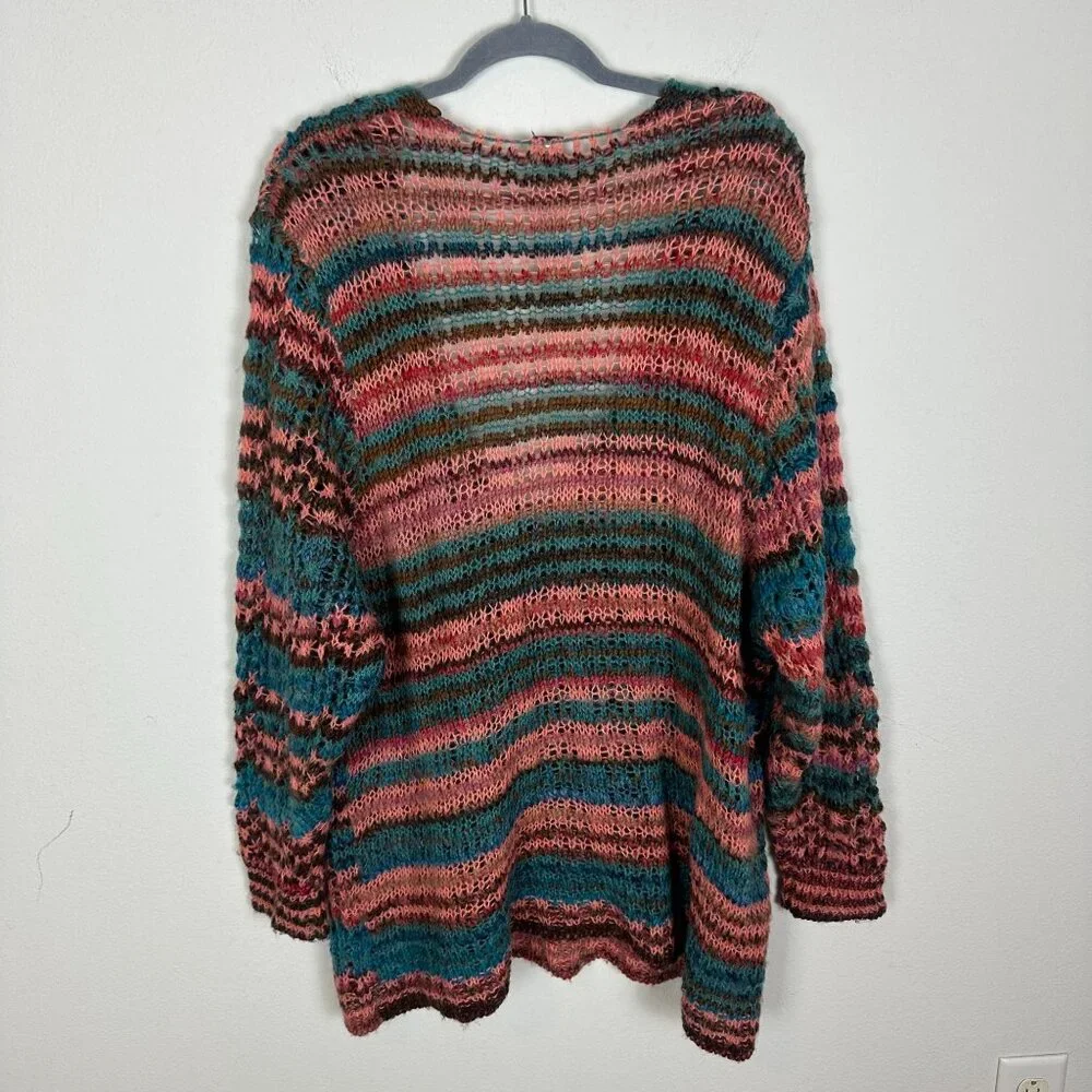 Free People Spell on Your Sweater L Boho Artsy Tunic Multicolor Cottagecore Beac - Picture 9 of 10